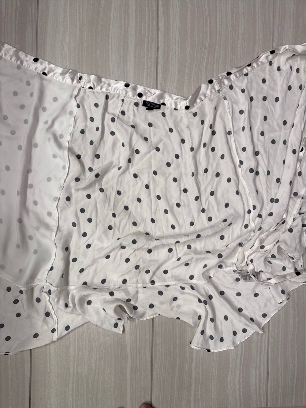 Topshop Satin Spot Ruffle Wrap Skirt - Picture 3 of 10